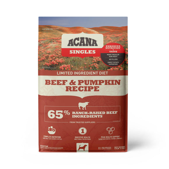 ACANA Singles Limited Ingredient Diet Grain-Free High Protein Beef & Pumpkin Dry Dog Food, 13 lbs.
