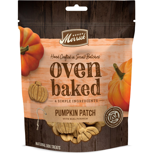 Merrick Oven Baked Dog Treats  Pumpkin Patch with Real Pumpkin  Natural Dog Biscuits - 11 oz Bag