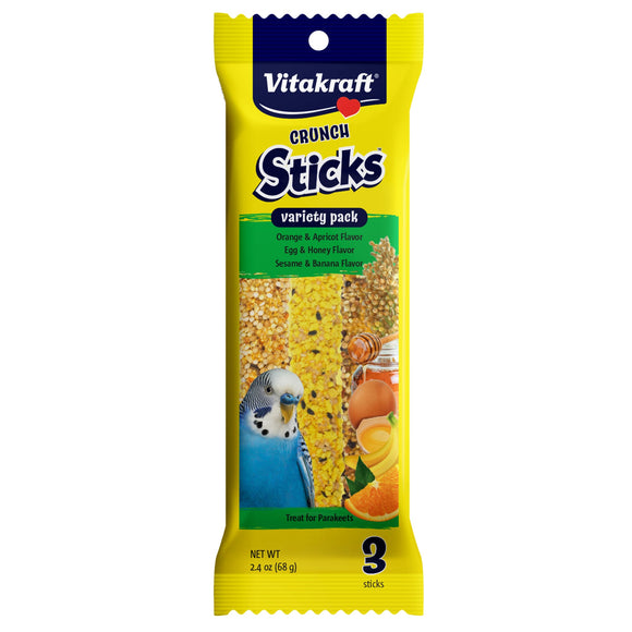 Vitakraft Crunch Sticks Variety Pack Orange & Apricot, Egg & Honey, Sesame & Banana Flavor Parakeet Treats