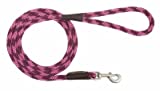 Ruby:The Mendota Snap leash is the perfect solution for exercise walking and training in the parkMatches our double braid collars and double braid jar collars perfectlyOil tanned splicesAll brass hardware"