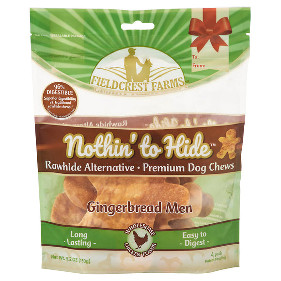 Fieldcrest Farms Nothin To Hide Gingerbread Man Chicken Dog Treats - Pack of 4