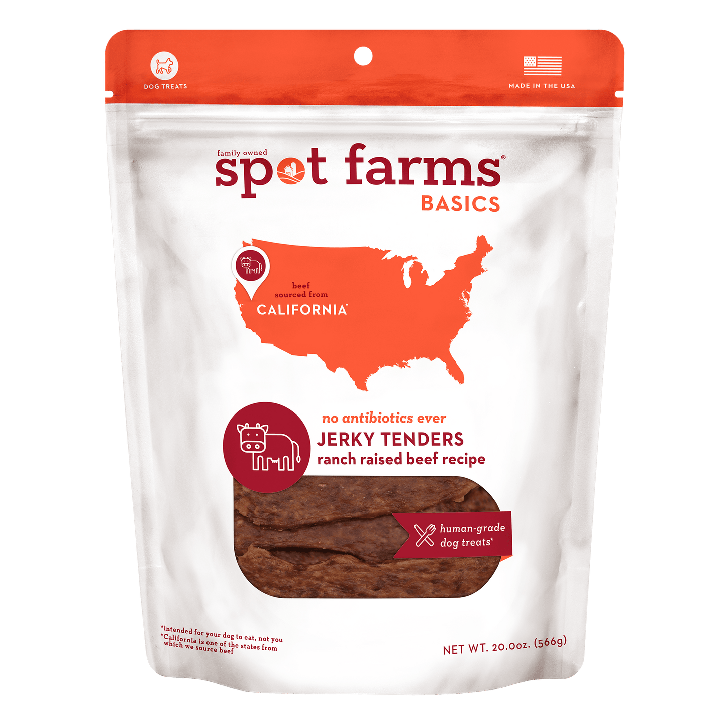 Spot Farms Basics Beef Jerky Tenders Dog Treats 20oz