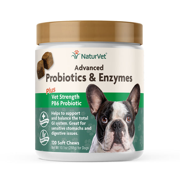 NaturVet Advanced Probiotics & Enzymes for Dogs  120 Soft Chews
