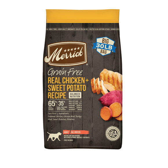 Merrick Grain Free Real Chicken & Sweet Potato Recipe Dry Dog Food, 30 lbs.