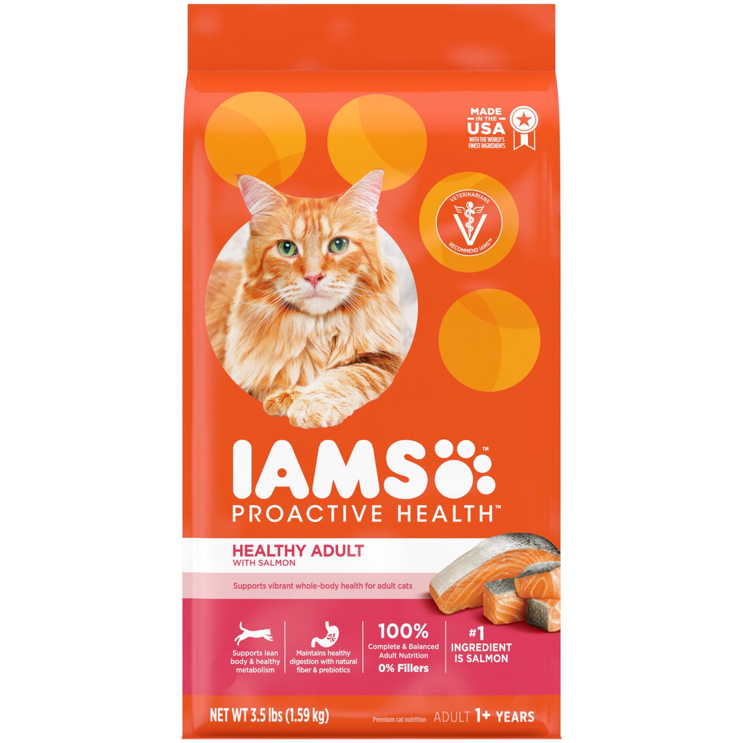 IAMS PROACTIVE HEALTH Healthy Adult Dry Cat Food with Salmon  3.5 lb. Bag