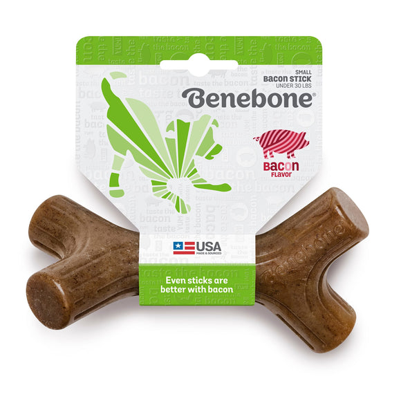 Benebone Bacon Stick Durable Dog Chew Toy  Small
