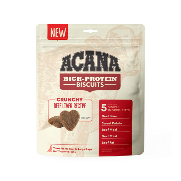 ACANA High Protein Crunchy Beef Liver Recipe Biscuits for Large Dogs, 9 oz.