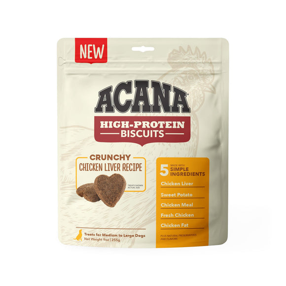 ACANA High Protein Crunchy Chicken Liver Recipe Biscuits for Large Dogs, 9 oz.