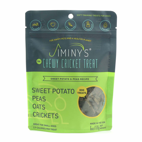 Jiminy's Sweet Potato & Peas Recipe Chewy Training Dog Treats, 6oz