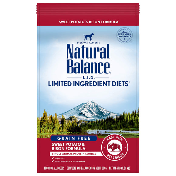 Natural Balance L.I.D. Limited Ingredient Diets Sweet Potato & Bison Formula Dry Dog Food, 4 lbs.