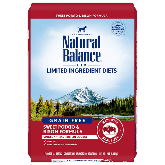 Natural Balance L.I.D. Limited Ingredient Diets Sweet Potato & Bison Formula Dry Dog Food, 12 lbs.