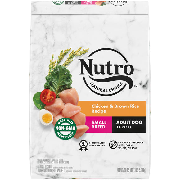NUTRO NATURAL CHOICE Adult Small Breed Dry Dog Food  Chicken & Brown Rice Recipe Dog Kibble  13 lb. Bag