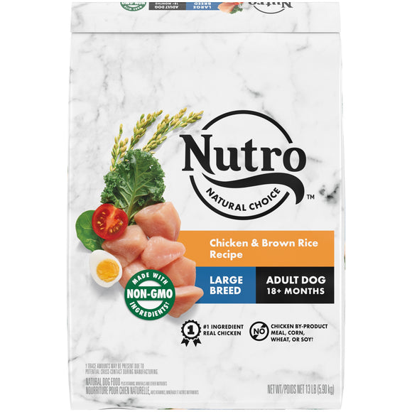 NUTRO NATURAL CHOICE Adult Large Breed Dry Dog Food  Chicken & Brown Rice Recipe Dog Kibble  13 lb. Bag