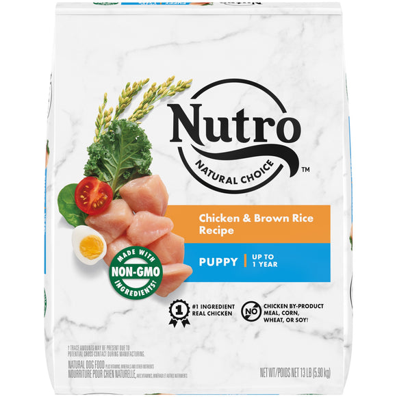 NUTRO NATURAL CHOICE Puppy Dry Dog Food  Chicken & Brown Rice Recipe Dog Kibble  13 lb. Bag