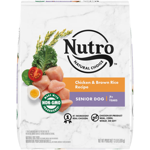 NUTRO NATURAL CHOICE Senior Dry Dog Food  Chicken & Brown Rice Recipe Dog Kibble  13 lb. Bag