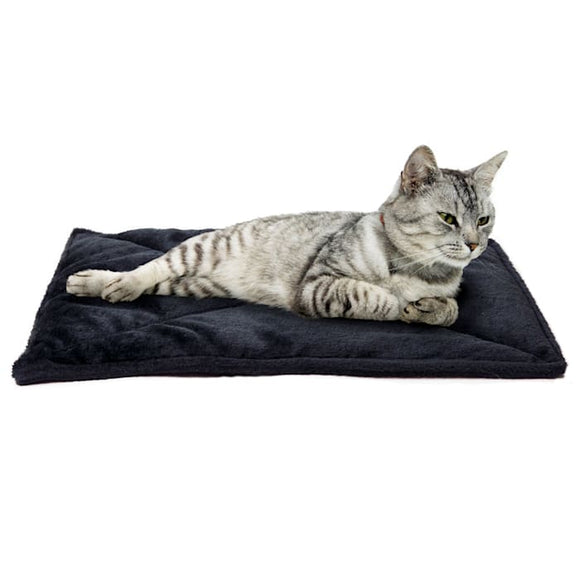 Fur Haven ThermaNAP Faux Fur Self-Warming Pet Bed Mat  Black  Small