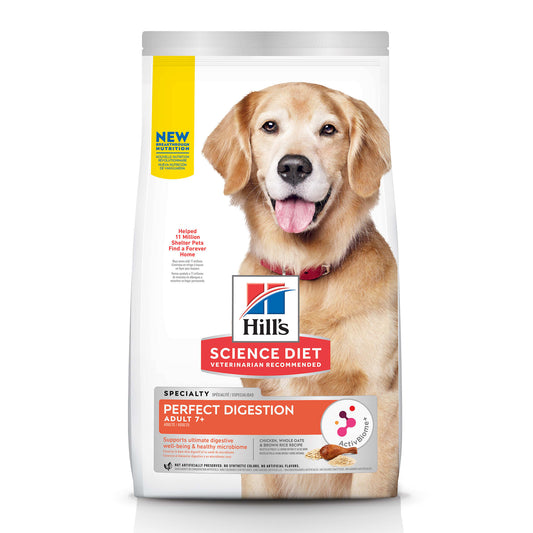 Hill's Science Diet Adult 7+ Perfect Digestion Chicken Dry Dog Food, 12 lbs.