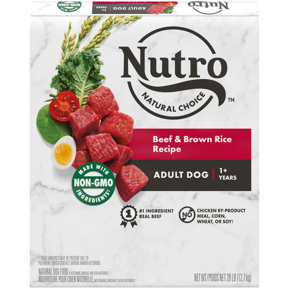 NUTRO NATURAL CHOICE Adult Dry Dog Food  Beef & Brown Rice Recipe Dog Kibble  28 lb. Bag