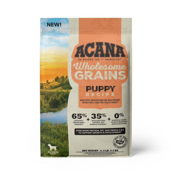 ACANA Wholesome Grains Puppy Recipe with Real Chicken, Eggs and Turkey Dry Food, 11.5 lbs.