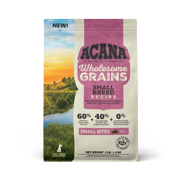 ACANA Wholesome Grains Small Breed Recipe with Real Chicken, Eggs and Turkey Dry Dog Food, 4 lbs.