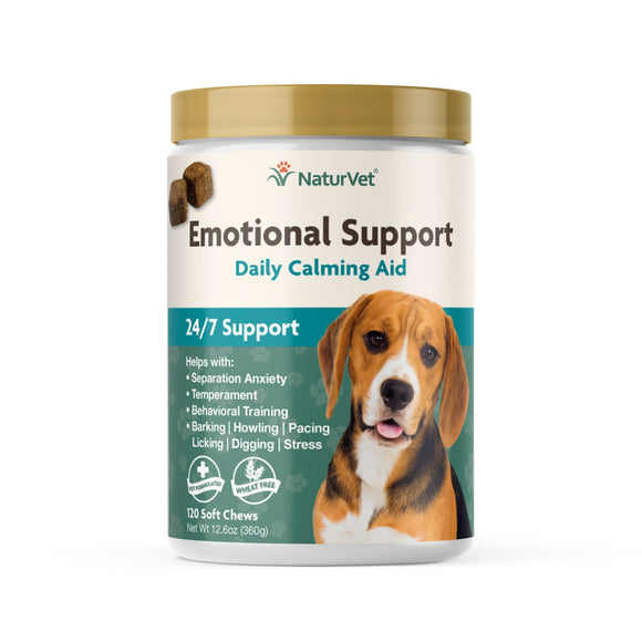 NaturVet Emotional Support Long Term Calming Aid Dog Soft Chew, Count of 120