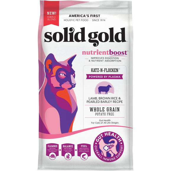 Solid Gold NutrientBoost Katz-N-Flocken Lamb, Brown Rice & Pearled Barley Recipe Dry Cat Food, 4 lbs.