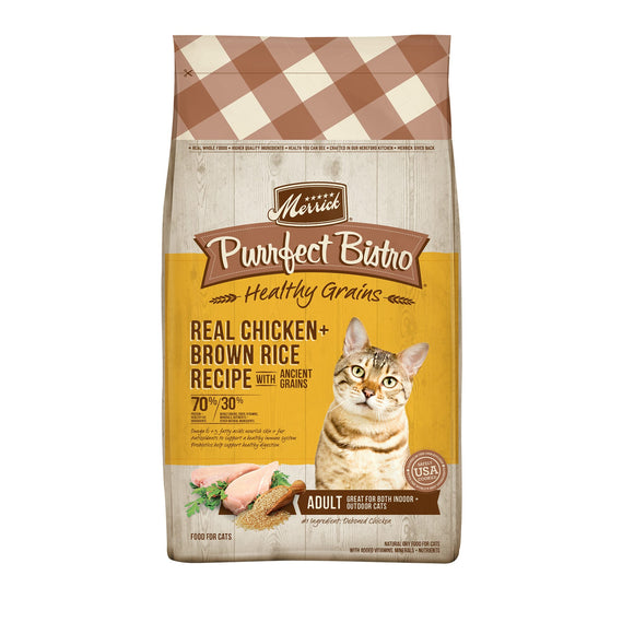 Merrick Purrfect Bistro Healthy Grains Chicken + Brown Rice Recipe with Ancient Grains Dry Cat Food, 4 lbs.