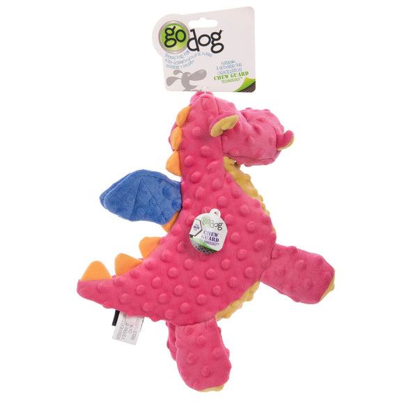 goDog Dragons Durable Plush Squeaker Dog Toy  Large  Coral