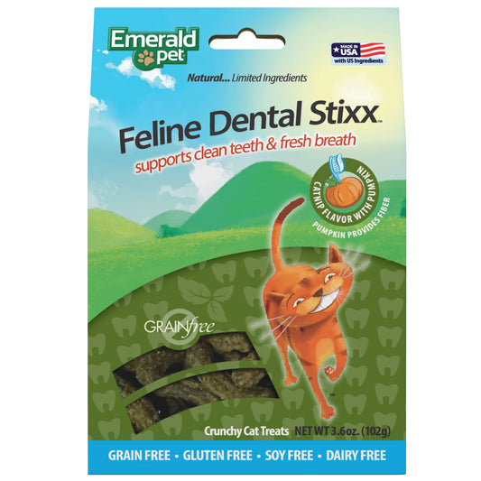 Emerald Pet Feline Dental Sticks 3.6oz Catnip Pumpkin