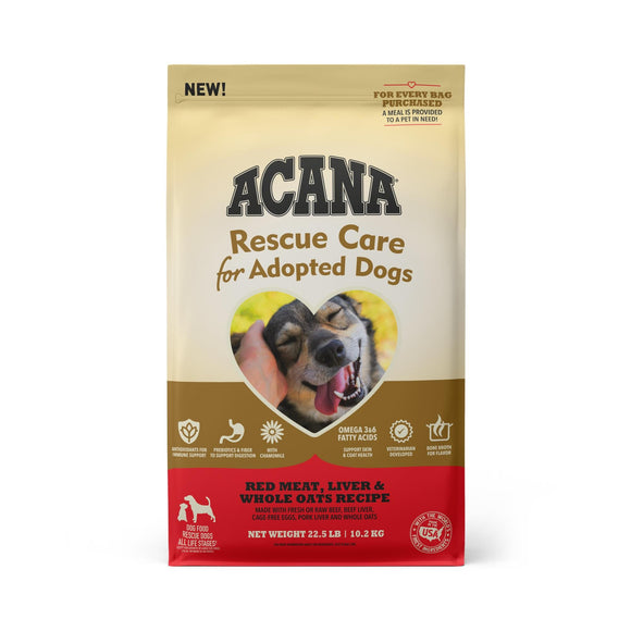 ACANA Rescue Care For Adopted Dogs Red Meat, Liver & Whole Oats Recipe Premium Dry Food, 22.5 lbs.