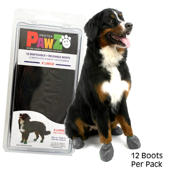 Pawz Natural Rubber Disposable Dog Boots Green eXtra Black 12ct