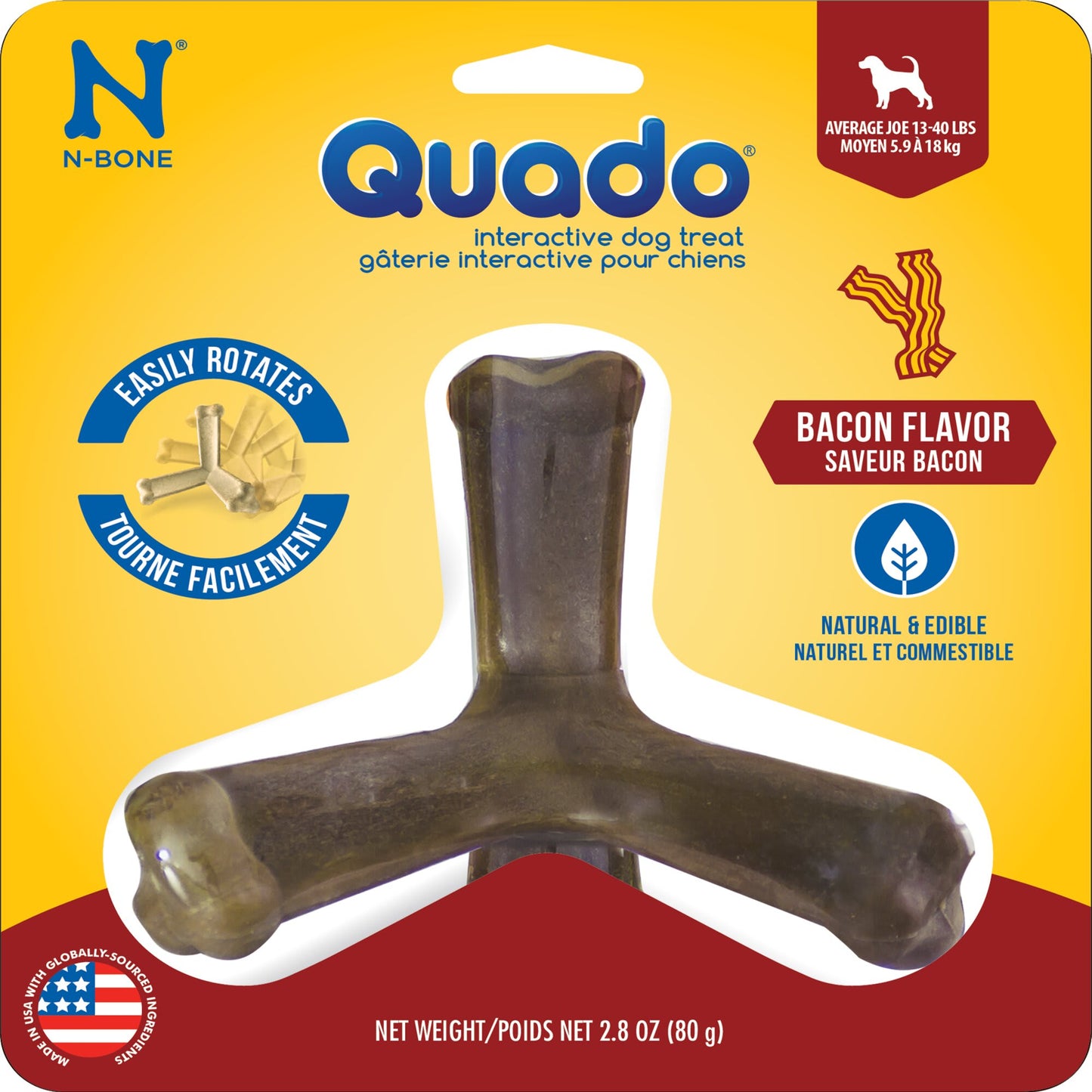 Quado Bones Interactive Bacon AVERAGE JOE Medium 2.8 oz