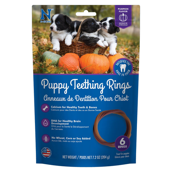 N-Bone Dental Treat Puppy Teething Rings Pumpkin 6pk 7.2 oz