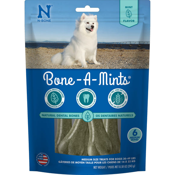 N-Bone® Bone-A-Mints® Dental Treat Mint Flavor MEDIUM 6ct 8.5 oz