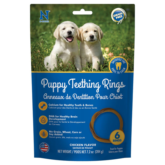 N-Bone Dental Treat Puppy Teething Rings GF Chicken 6pk 7.2 oz
