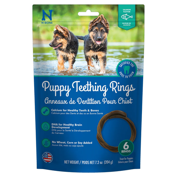 N-Bone Dental Treat Puppy Teething Rings Salmon 6pk 7.2 oz