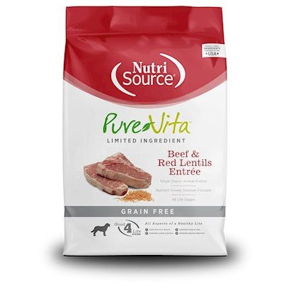 PureVita Grain Free Beef and Red Lentils Dry Dog Food 5-lb