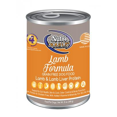 NutriSource Grain Free Lamb Formula Canned Dog Food 13-oz