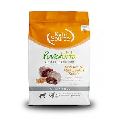 Pure Vita Grain-Free Venison & Red Lentils Entree Dry Dog Food, 5 Lb