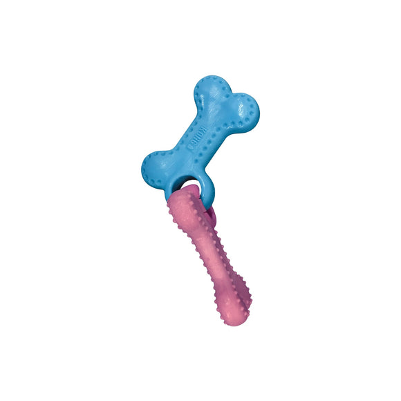 KONG ChewStix Puppy Link Bone Toy, Medium, Blue / Pink