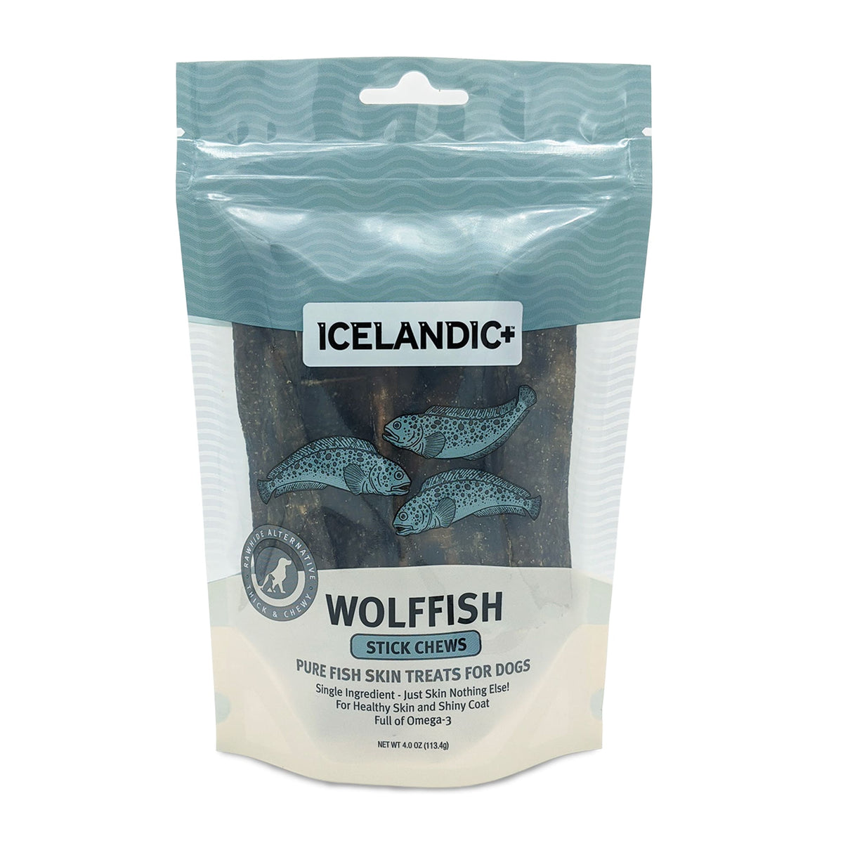 Icelandic+ Wolffish Stick Chews for Dogs, 4 oz. Benson's Pet Center
