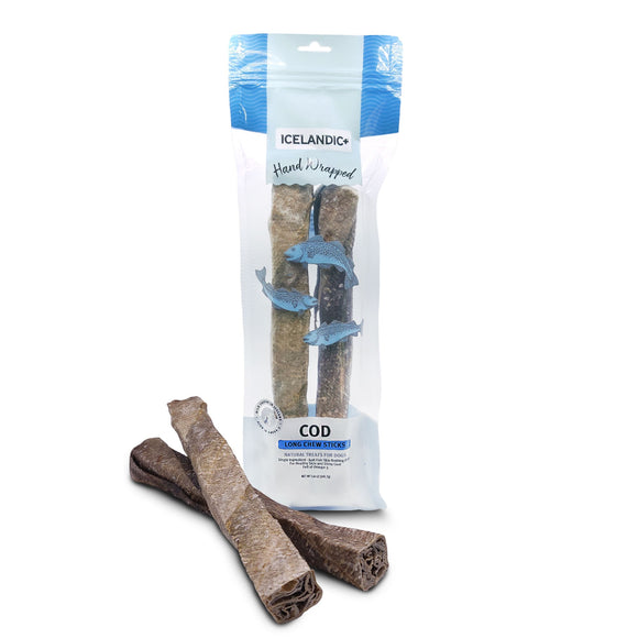 Icelandic+ Hand Wrapped Cod Long Chew Stick Dog Treats, 5 oz., Count of 2