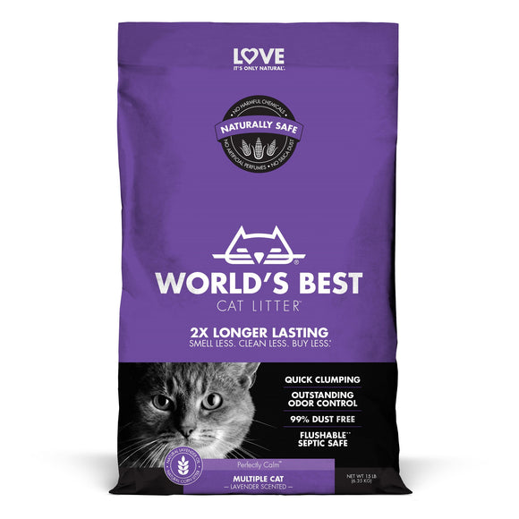 World's Best Cat Litter Lavender Scented Multiple Cat Formula 15lb