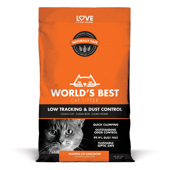 World's Best Cat Litter Low Tracking and Dust Control Multiple Cat Unscented 15lb