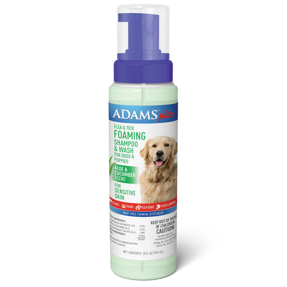 Adams Plus Flea & Tick Foaming Shampoo & Wash for Dogs 10oz