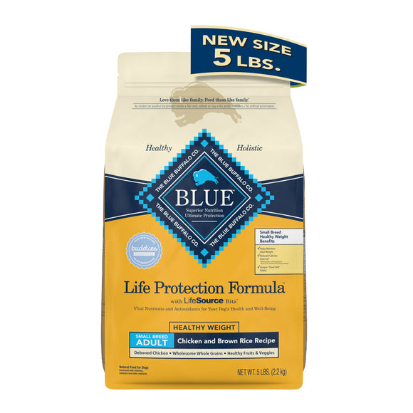 Blue Buffalo Life Protection Formula Small Breed Healthy Weight Chicken and Brown Rice Dry Dog Food for Adult Dogs  Whole Grain  5 lb. Bag