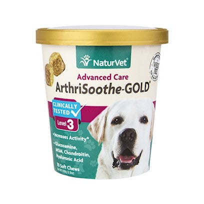 NaturVet ArthriSoothe-Gold Advanced Joint Supplement for Dogs & Cats  180 Soft Chews