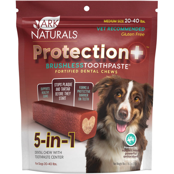 Ark Naturals Protection+ Brushless Toothpaste Fortified Dental Chew for Medium Dogs Upto 20-40 lbs., 18 oz.