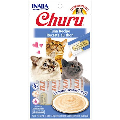 Inaba Churu Grain-Free Cat Treat, Tuna Puree, 4 Tubes