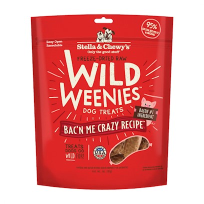 Stella & Chewy's Freeze-Dried Raw Bac'n Me Crazy Recipe Wild Weenies Dog Treats 3-oz